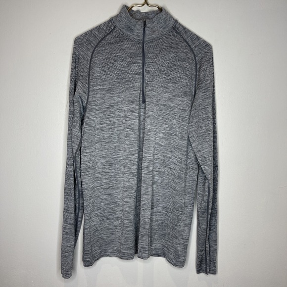 Lululemon Men's Gray Long Sleeve Shirt Top 1/2 Zip Metal Vent Tech Pullover L - Picture 1 of 8